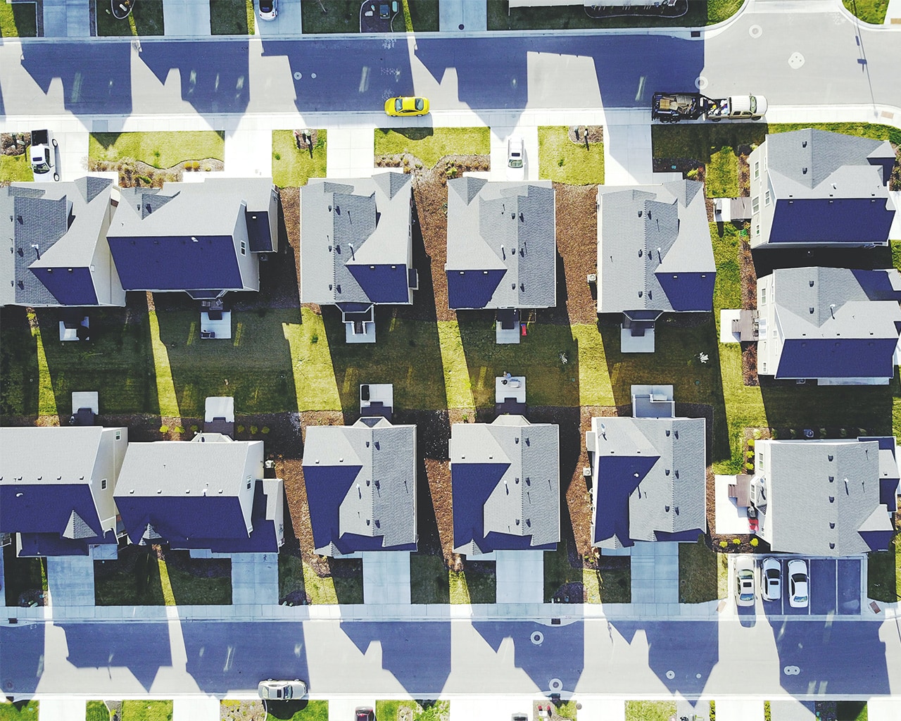 Overhead shot of houses