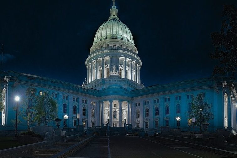 State capitol building at night