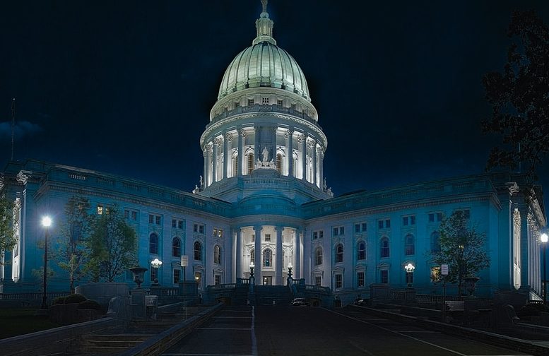 State capitol building at night
